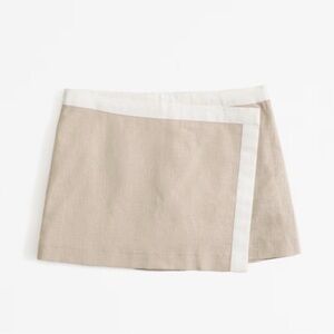 Abercrombie & Fitch Mid Rise Linen Blend Tailored Mini Skort Medium NWT